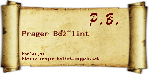 Prager Bálint névjegykártya
